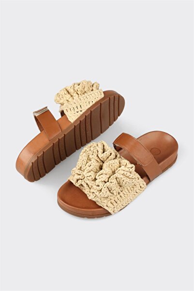 Elle Shoes Bej Kadın Düz Terlik