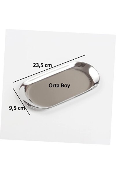 farklı evim 6 Orta (23,5 cm x 9,5 cm) Kayık Oval Gümüş Çerezlik Tatlı Takı Ko...