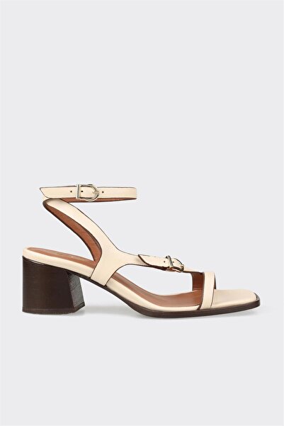 Elle Shoes Bej Deri Kadın Sandalet