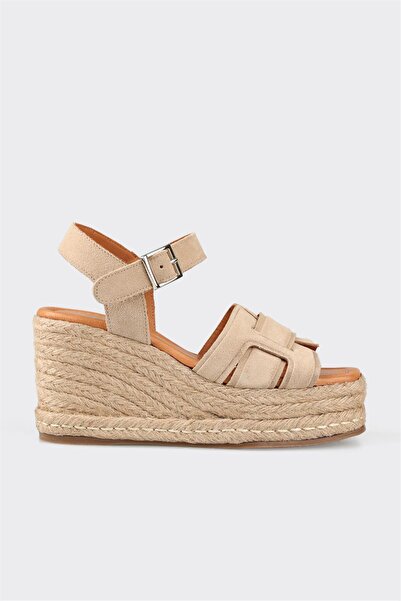Elle Shoes Bej Deri Kadın Sandalet