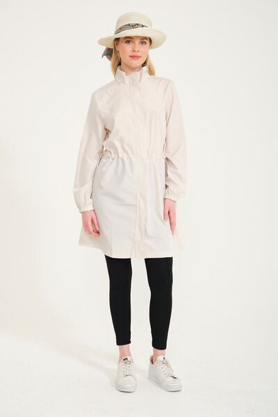 Lantana Design Σετ μαγιό Hijab Cream με φερμουάρ (TOP LEGGINGS) – Σετ 2 τεμαχίων