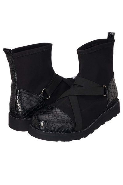 İriadam 41,42,43,44 Nd1204 Black Diving Fabric Flexible Easy to Use Orthopedic Women's Large Size Boots