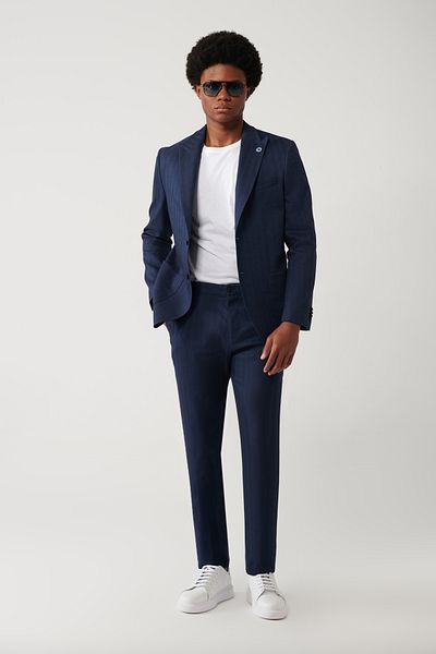 Avva Ανδρικό Navy Blue Relaxed Fit ελαφρύ παντελόνι με εύκαμπτο ύφασμα στην πλάγια τσέπη A41y3206