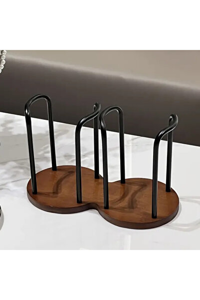 Choice حامل تخزين الأكواب القابل للتصرف برفوف أكواب الماء والشاي وموزع خشبي مع عصا أطول لتوزيع الأكواب.