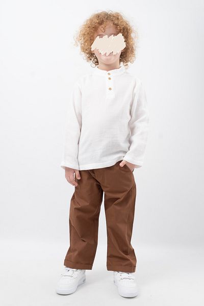 Vauva Unisex Baby Kids Suit - Against 2-Piece Buttoned Cotton Trousers with Muslin Shirt