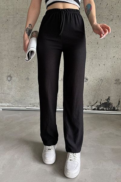 la & vetta Pantaloni negri elastici cu talie înaltă