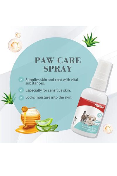 Bioline Paw Care Spray, Rich In Beeswax And Aloe Vera Anti-Bacterial And Anti-Fungal -50ml