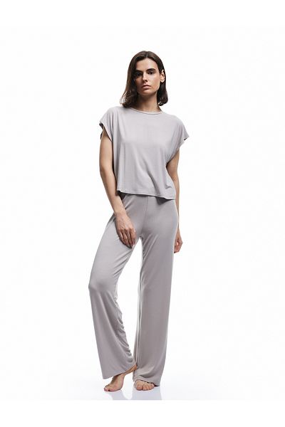 Koton Țesătură modală, model confortabil, talie elastică, pantaloni de pijama largi, drepti