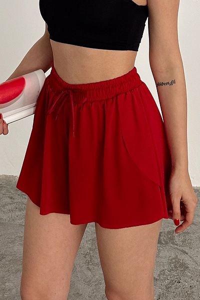 la & vetta Loose Cut Red Leggings Sports Shorts