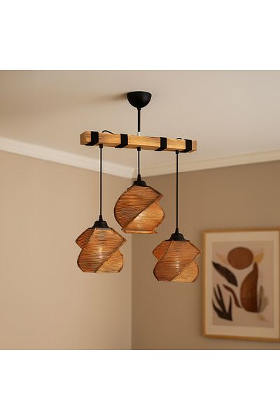 Hmydesign Hmy Design Popart - Set of 3 Brown Wooden Chandeliers