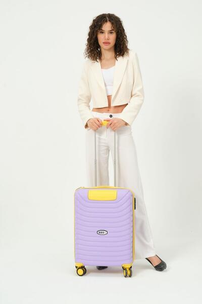 Diseno Keo-plus Lila-sarı Kabin Boy Silikon Kırılmaz Pp Valiz