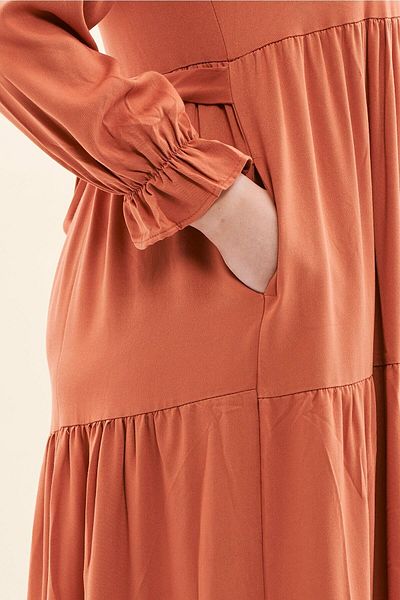 EVEN plus size Orange Viscose Long Plus Size Dress