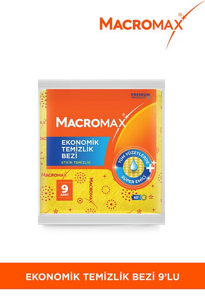 MACROMAX Economical Cleaning Cloth Mega Pack of 9, Super Absorbent Multi-Purpose Kitchen and Surface Cloth