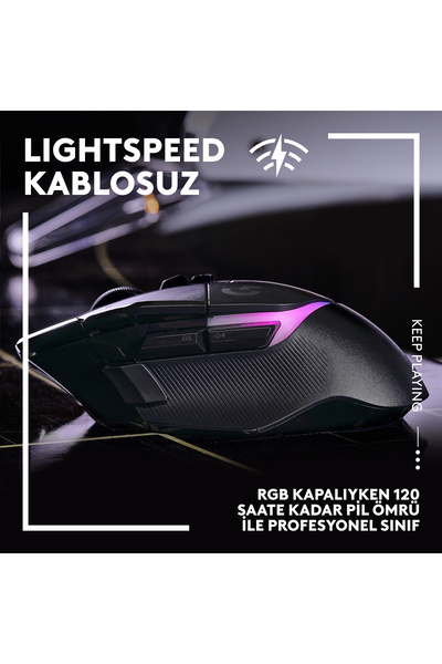 logitech G G502 X Plus Kablosuz HERO 25K Sensörlü RGB Aydınlatmalı Oyuncu Mouse, Siyah 910-006163