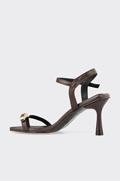 Elle Shoes Kahve Deri Kadın Sandalet