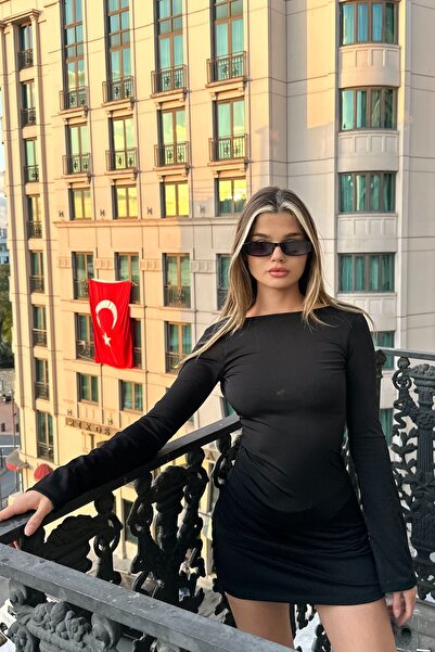 la & vetta Μαύρο Μίνι Φόρεμα Χαμηλής Πλάτης