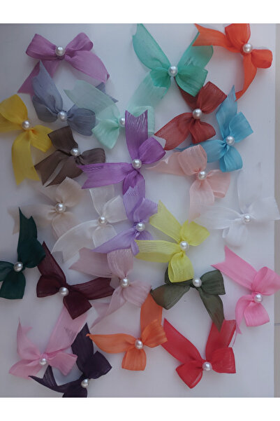 SEVİMLİ TASARİMLAR Πέρλα Λεπτομερής Λινή Κορδέλα Napoli Έτοιμο Φιόγκος (20 Τεμάχια)