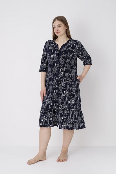 ROMEO LİFE Women's Plus Size Cotton Modal Fabric Patterned Button Dress