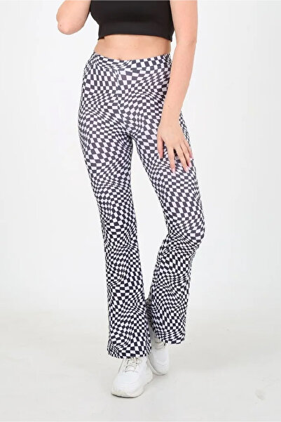 EDSA Dama Desen Polyester Ispanyol Paça Pantolon