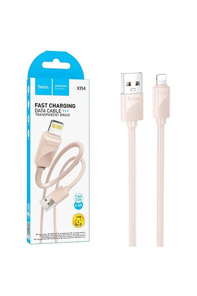 REDz Accessories Cable USB-A To Lightning, 2.4 A, Hoco X114, 1m, Pink
