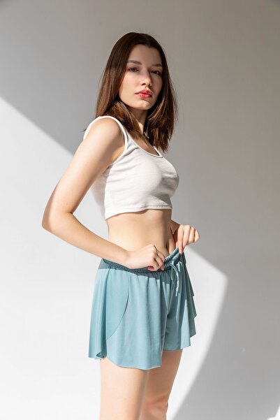 la & vetta Nil Yeşili Bol Kesim Taytlı Spor Şort