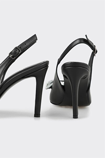 Elle Shoes Siyah Deri Kadın Topuklu Ayakkabı