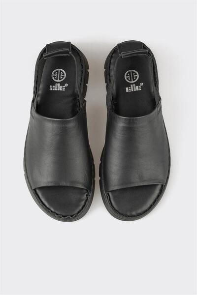 Elle Shoes Siyah Deri Kadın Spor Sandalet
