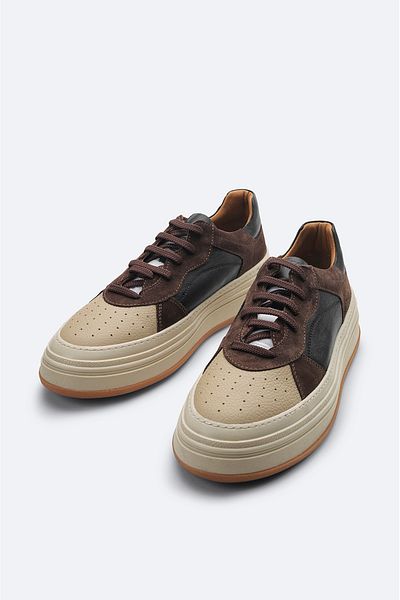 Avva Men's Brown Leather Detailed Flexible Sole Casual Shoes A32y8020