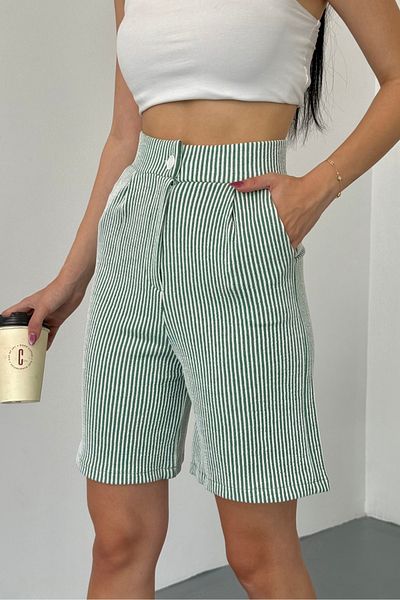 alanora Pantaloni scurți casual cu dungi din in pentru damă