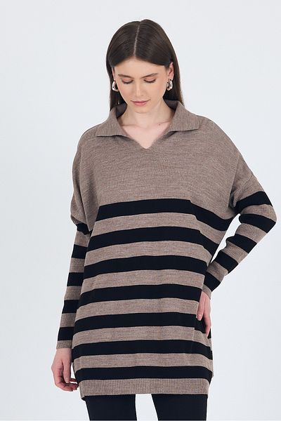 Rays Mink Polo Neck Striped Tunic 5340