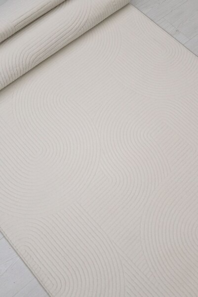 melian JOY Kaymaz Tabanlı Kesme Kabartmalı Salon Koridor Mutfak Hali Açık bej