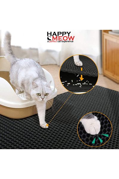 HAPPY MEOW Cat litter mat, collecting sand granules Happy Meow, black, 60x40 cm