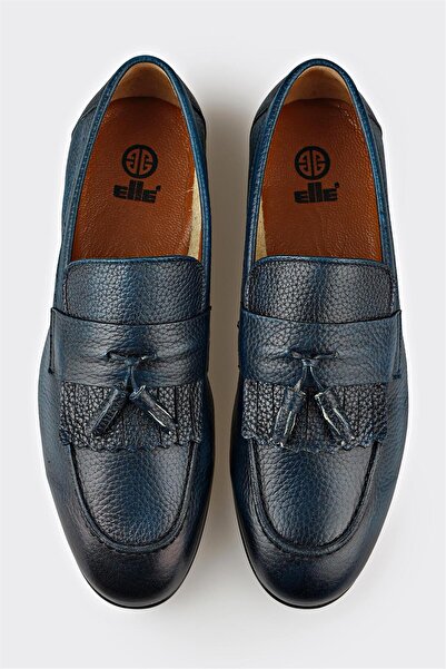 Elle Shoes Lacivert Deri Erkek Günlük Ayakkabı