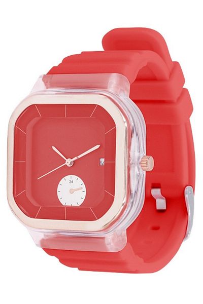 PEARL 6254 Fashionable Solid Square Watch for Women - Red