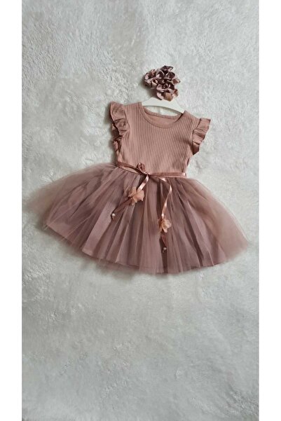 Retro Women Kız Çocuk Gül Kurusu Tül Özel Gün Doğum Günü Yılbaşı Abiye Hediye Günlük Prenses Elbise