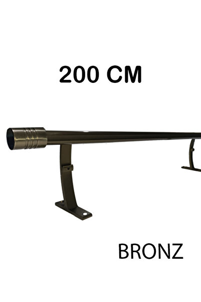 PERDE Mix 200 Bronz Cm 20 Mm Kornişli Dekoratif Alüminyum Tek Raylı Rustik Pe...