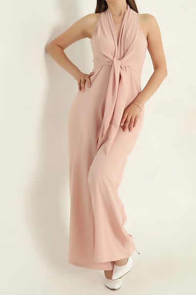Neşeli Butik Women's Powder Lace-Up Detailed Jumpsuit Nbmy3551