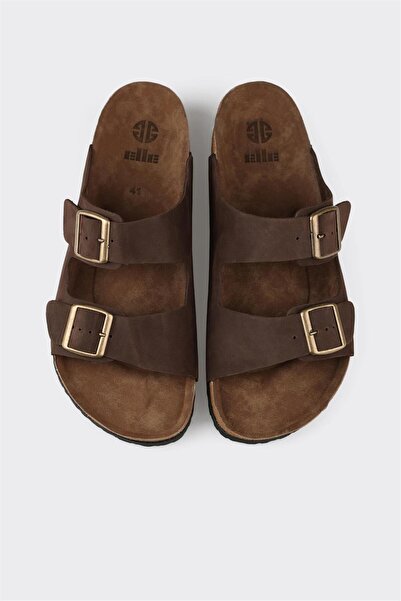 Elle Shoes Kahve Deri Erkek Terlik