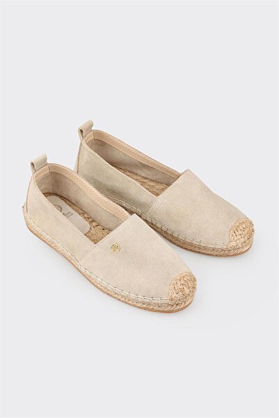 Elle Shoes Bej Deri Kadın Espadril