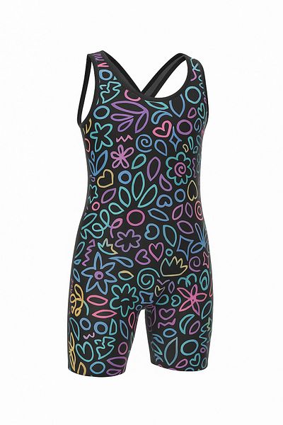 pistyle Girl's Swimming Swimsuit Black +40 Factor Sun Protection Bonnet