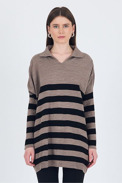 Rays Mink Polo Neck Striped Tunic 5340