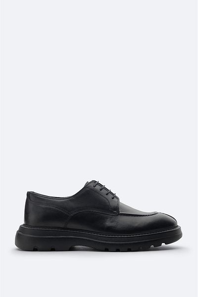 Avva Men's Black 100% Leather Stitched Toe Laced Classic Shoes A32y8014