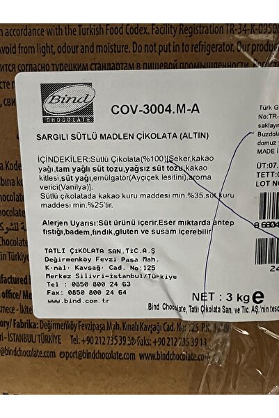 Bind Chocolate SARGILI SÜTLÜ MADLEN (ALTIN) 1 kg