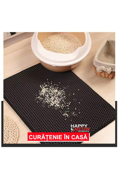 HAPPY MEOW Cat litter mat, collecting sand granules Happy Meow, black, 60x40 cm