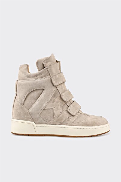 Elle Shoes Bej Deri Kadın Spor Bot
