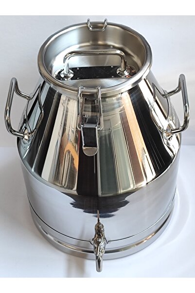 Favo Agro 20 Litre Paslanmaz Çelik Kapaklı Musluklu Zeytinyağı Güğümü (Klipsli)