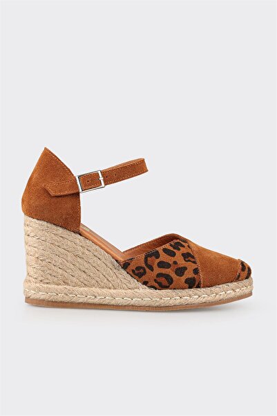 Elle Shoes Taba Deri Kadın Espadril