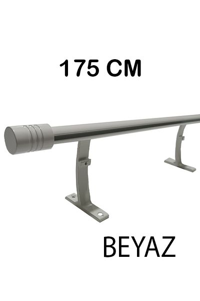 PERDE Mix 175 cm White 20 mm Corniced Decorative Aluminum Single Rail Rustic Curtain Hanger