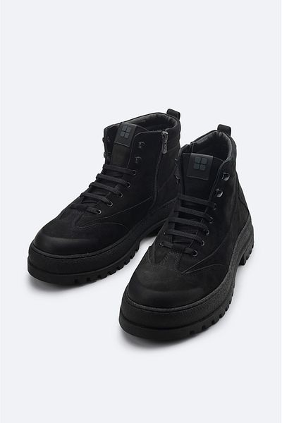 Avva Men's Black 100% Leather Laced Flexible and Durable Light Thermo Sole Boots A32y8010