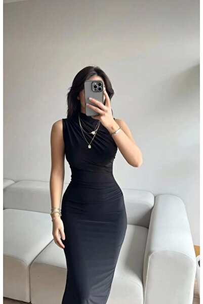 Mon Astre Zero Sleeve Draped Dress